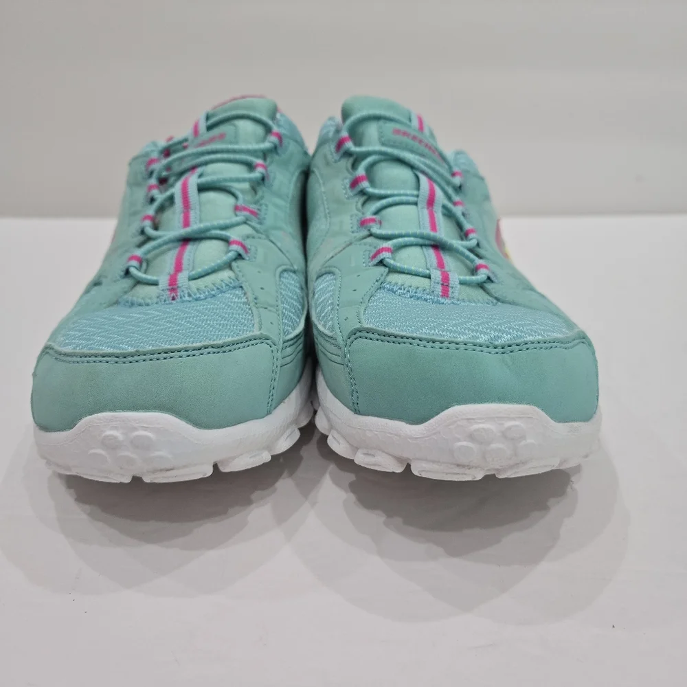 Skechers Womens Flex Fusion Memory Foam Slip on Sneakers AQUA Green Pink Size 10 - Picture 5 of 10